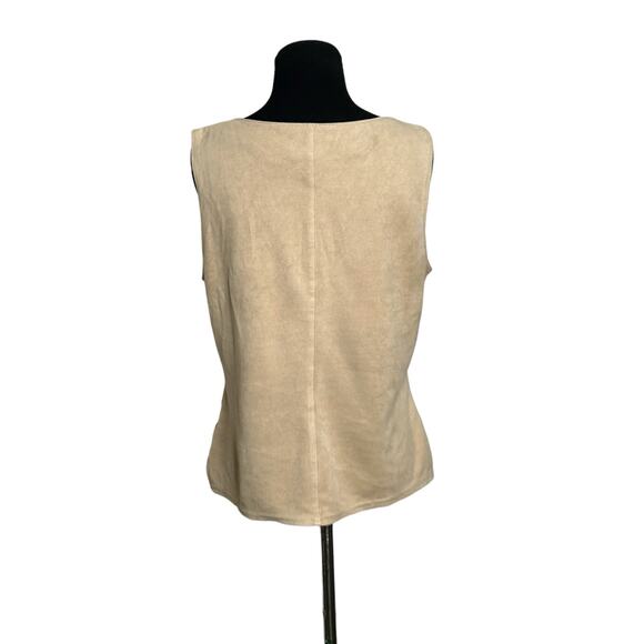 Kathy Ireland beige velvet sleeveless v neck top size Medium - Picture 7 of 10